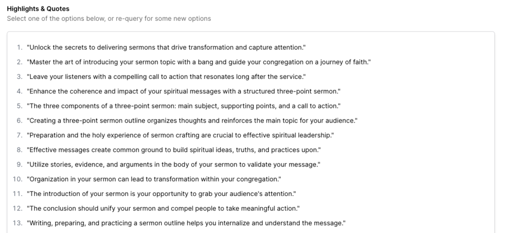 pulpit ai highlights and quotes feature