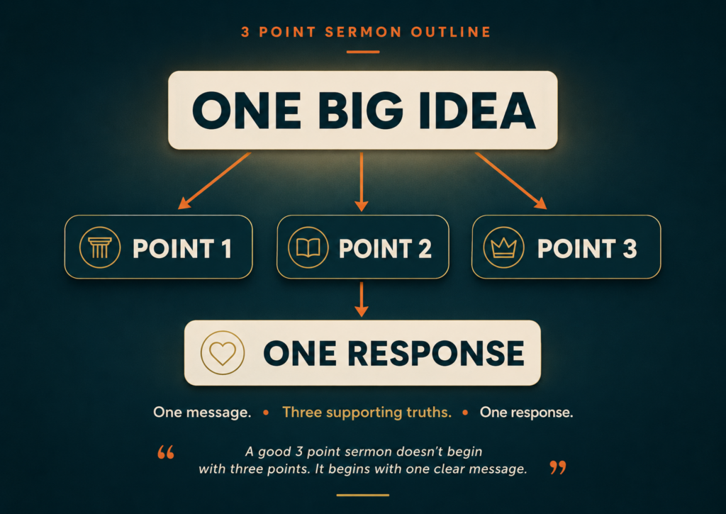 a visual to help describe the purpose and process of a 3 point sermon outline